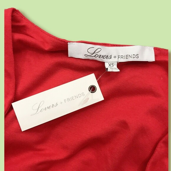 Lovers + Friends Revolve dress tie front stone cold Long Sleeve XS NWT Red‎ - Picture 5 of 9